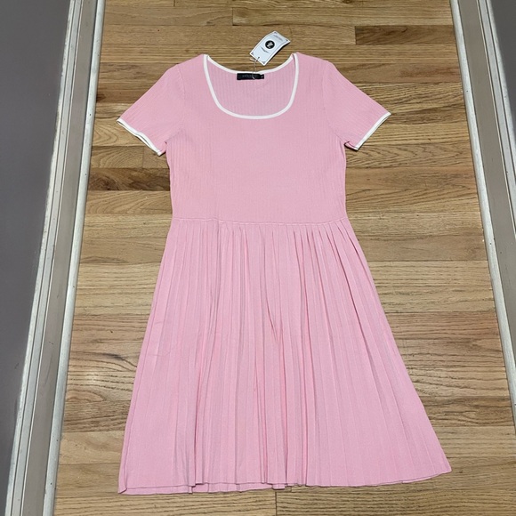 ZESICA Women Ribbed Color Block Pleated Mini Dress A Line Knit XL - Picture 3 of 4